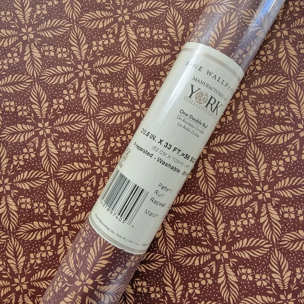 Wallpaper Red & Beige Floral Leaf Geometric country lodge